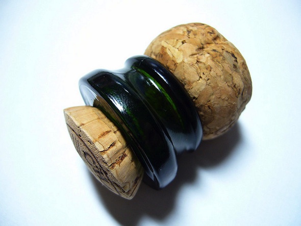 Freshly sabered cork, with annulus attached