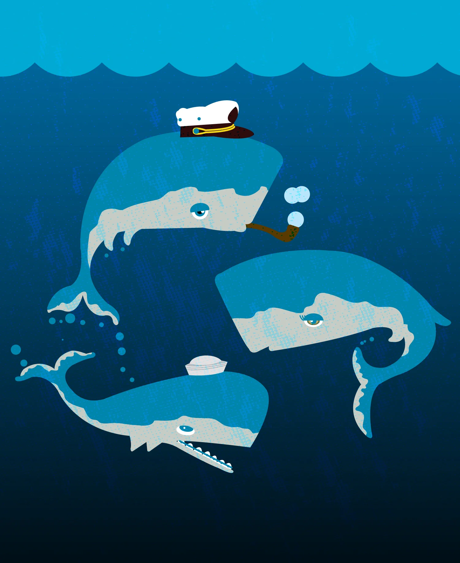 Family pod ilustration Self guided digital illustration of a pod of whales intended for licensing. 