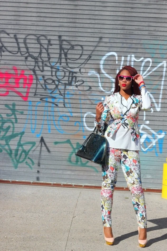 The best way to wear a print pantsuit