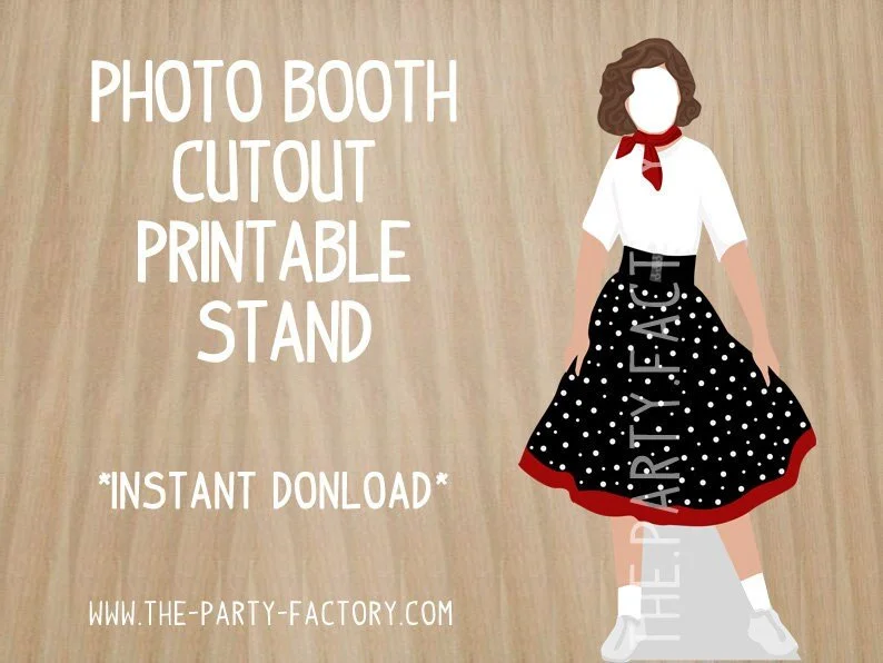 50's Girl Photo Booth Printable Cutout