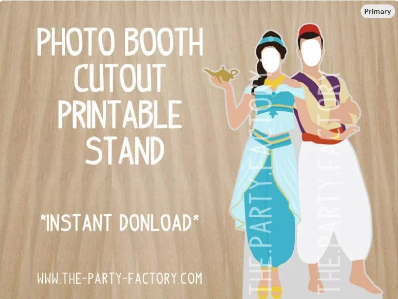 Aladdin and Jasmine Photo Booth Printable Cutout