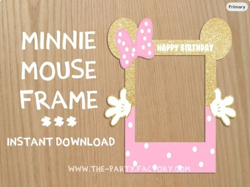 Glitter Minnie Mouse Photo Booth Printable Frame