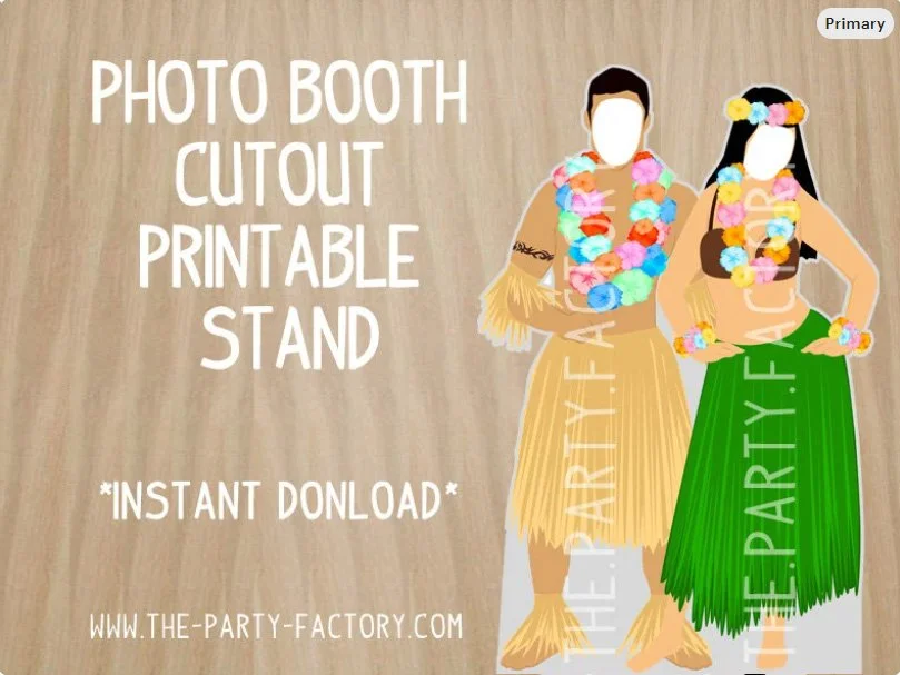 Hawaii Couple Photo Booth Printable Cutout