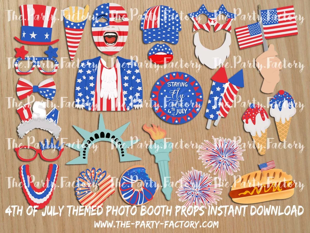 4th of July Photo Booth Printables Props
