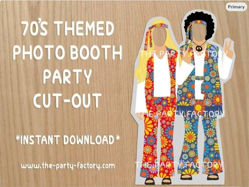 70's Couple Photo Booth Printable Cutout