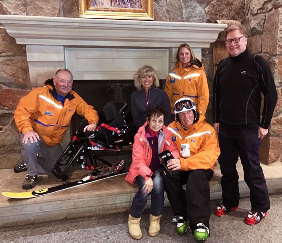 Mary Chambers with Ogden Valley Adaptive Sports board members David Wardrop, Dave Delcarlo, Lisa Karam-Fuller, Cindy Conlin, and Rich Koski