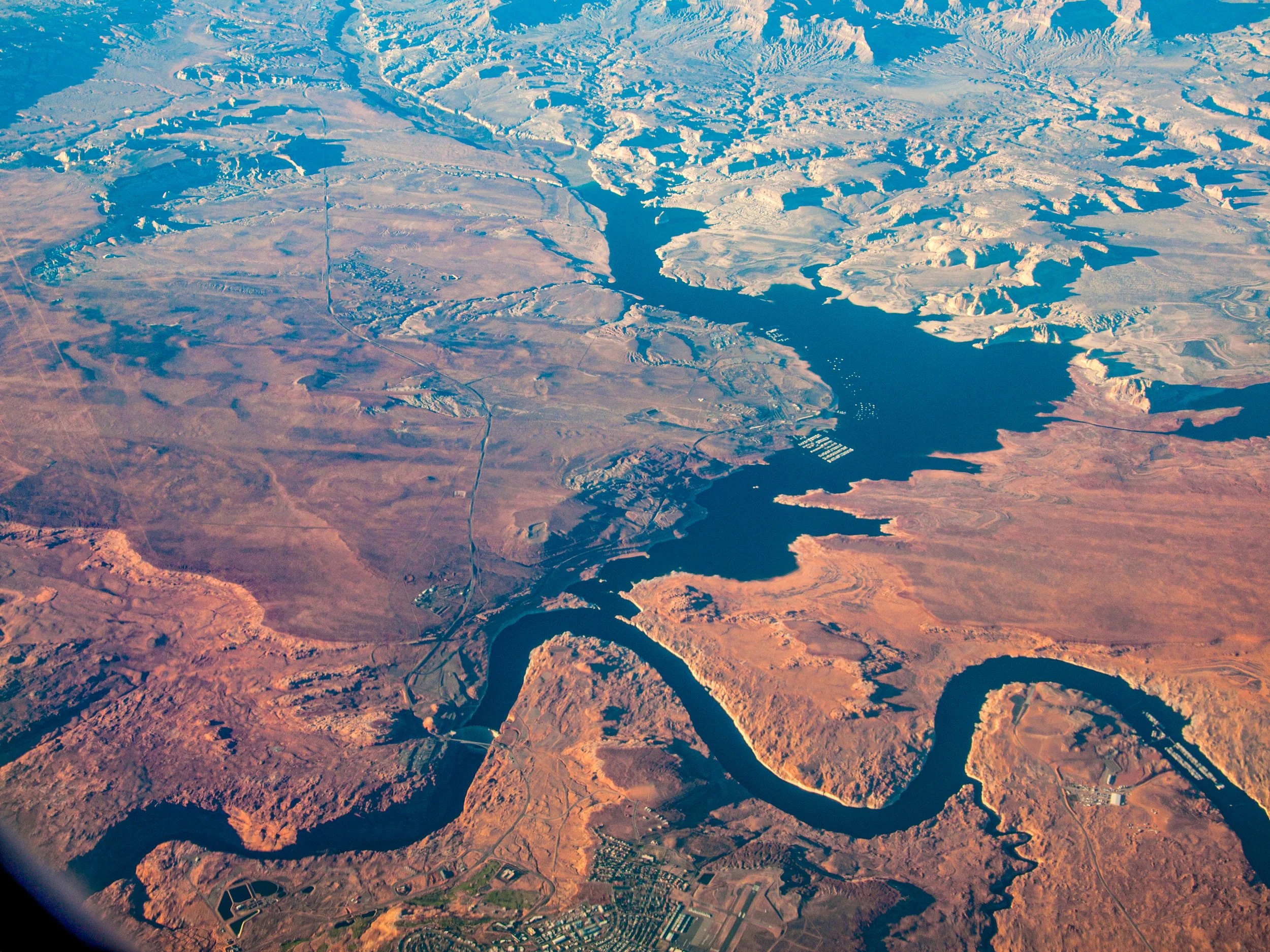 Hoover Dam and Lake Mead from 35000 ft