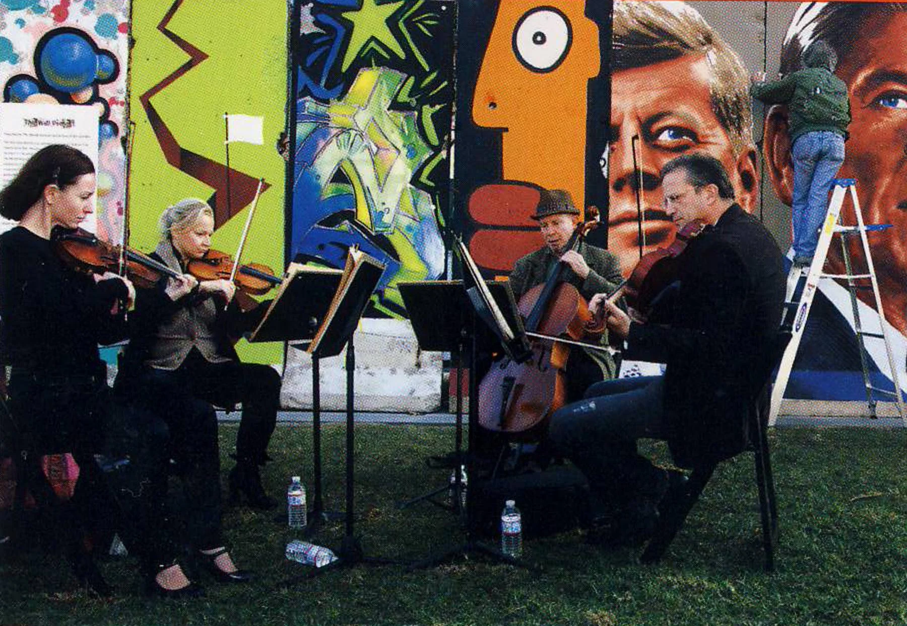 The Wende Quartet performs as Kent Twitchell paints the Wall