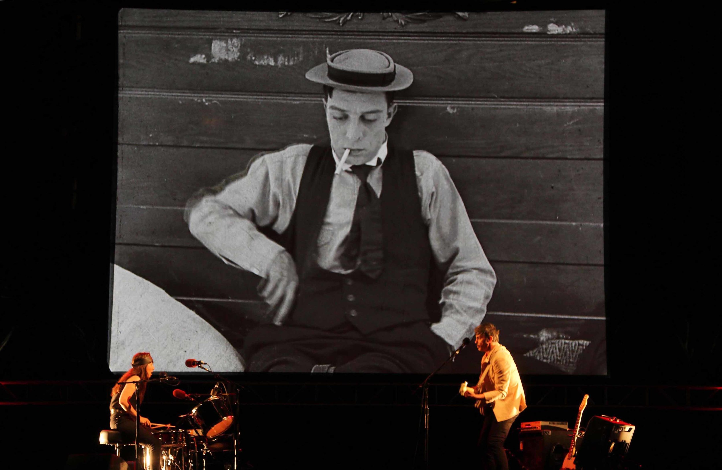   Magnetix playing a live soundtrack to the Buster Keaton silent film,  Cops .  