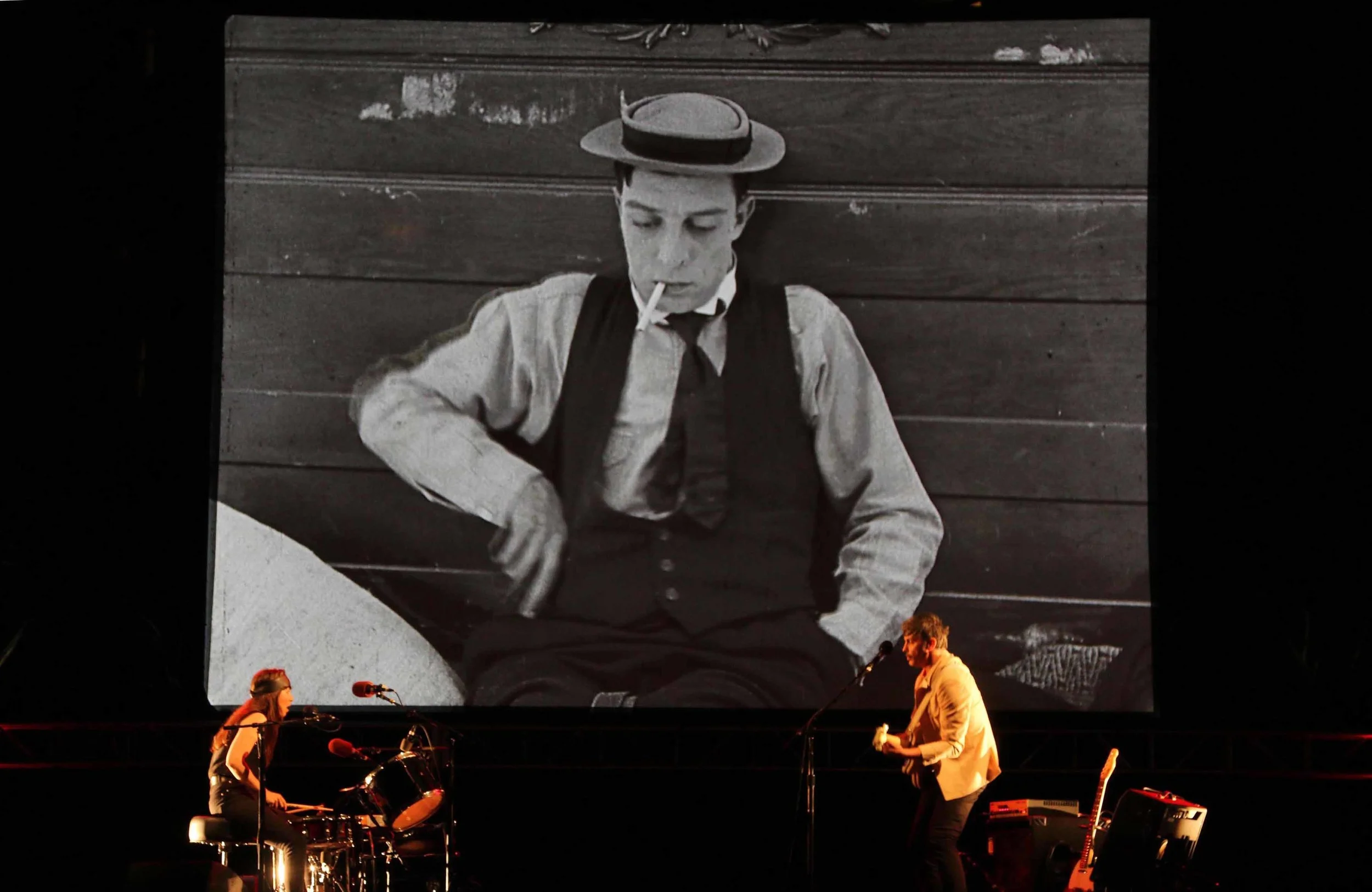 Magnetix playing a live soundtrack to the Buster Keaton silent film, Cops .