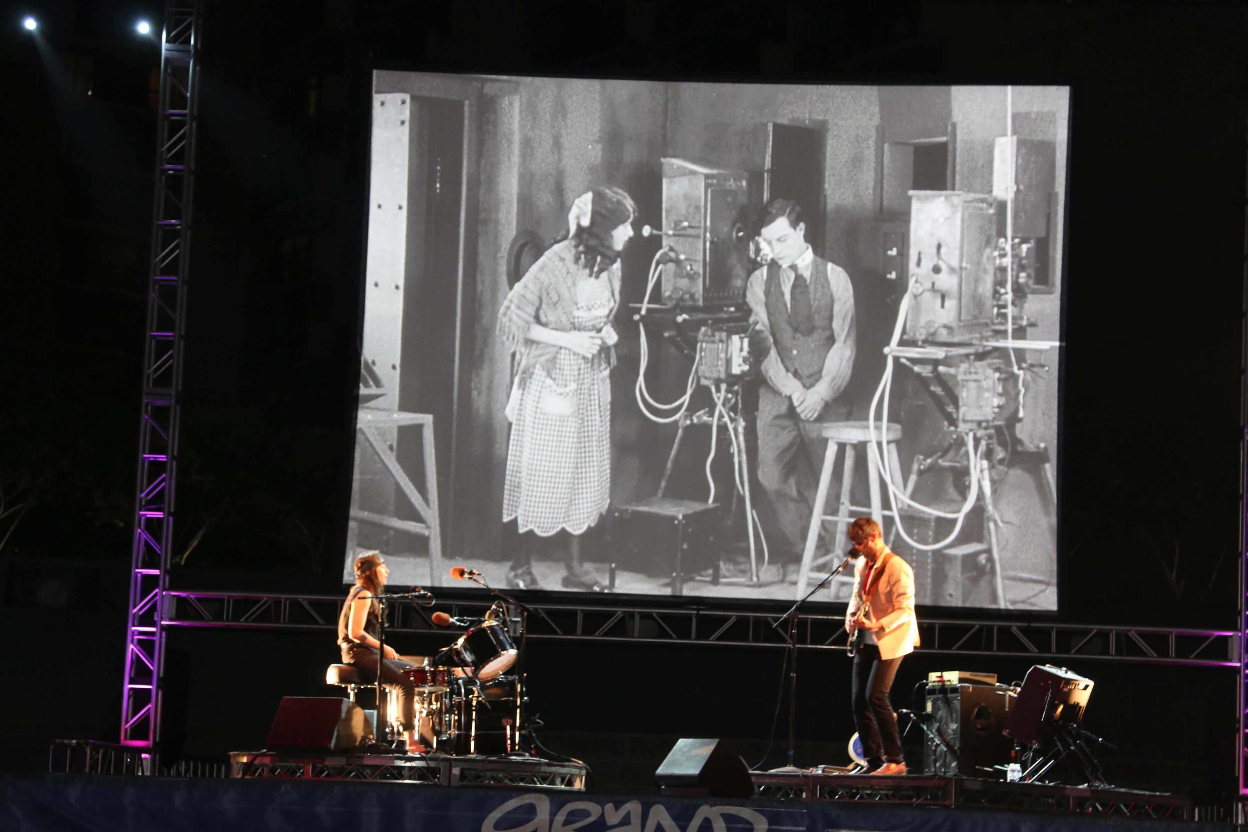   Magnetix playing a live soundtrack to the Buster Keaton silent film,  Cops .  