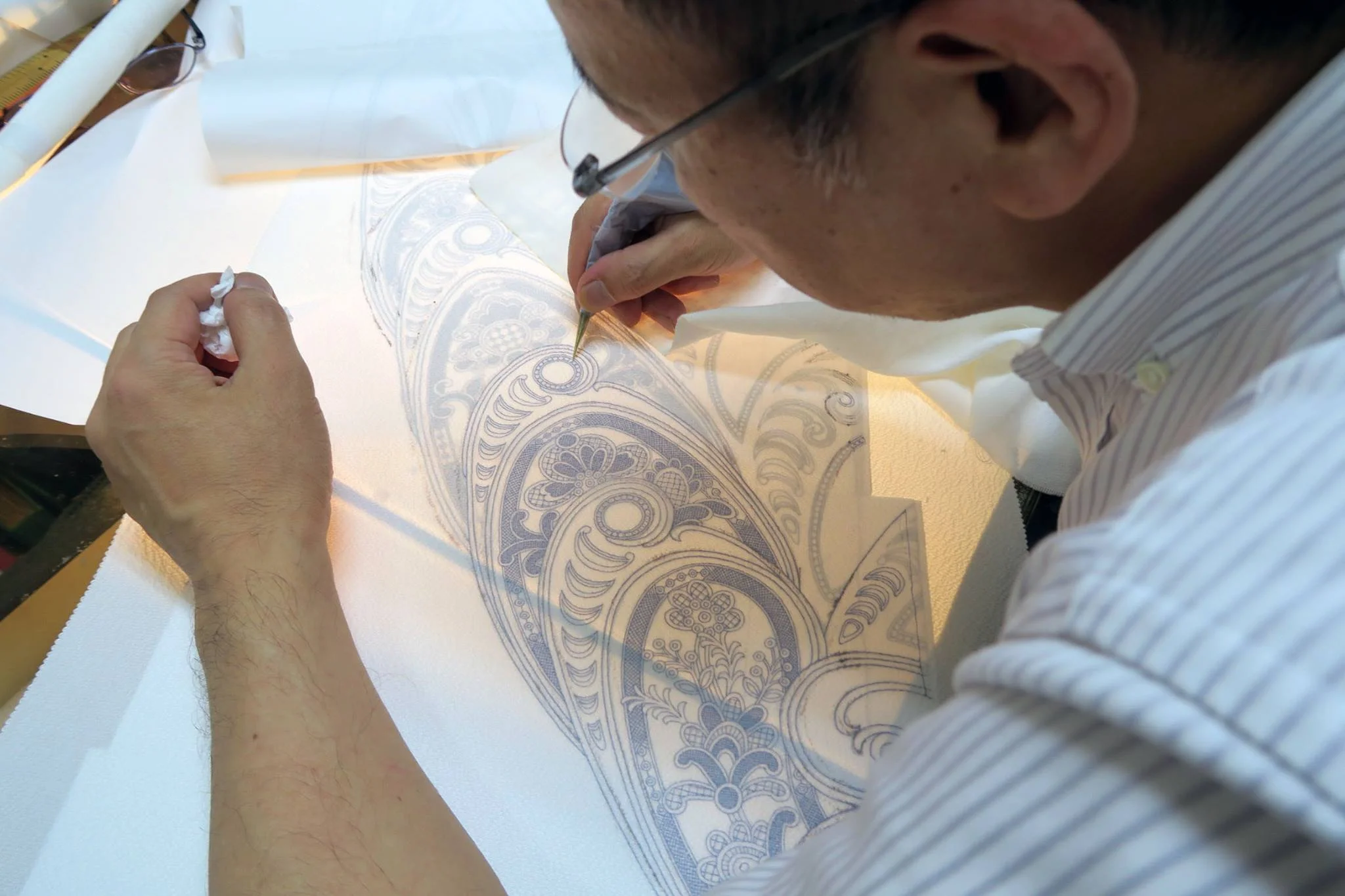 Photo Credit: Yuki Yamamoto, Yuzen Artist Yuki Yamamoto at his studio