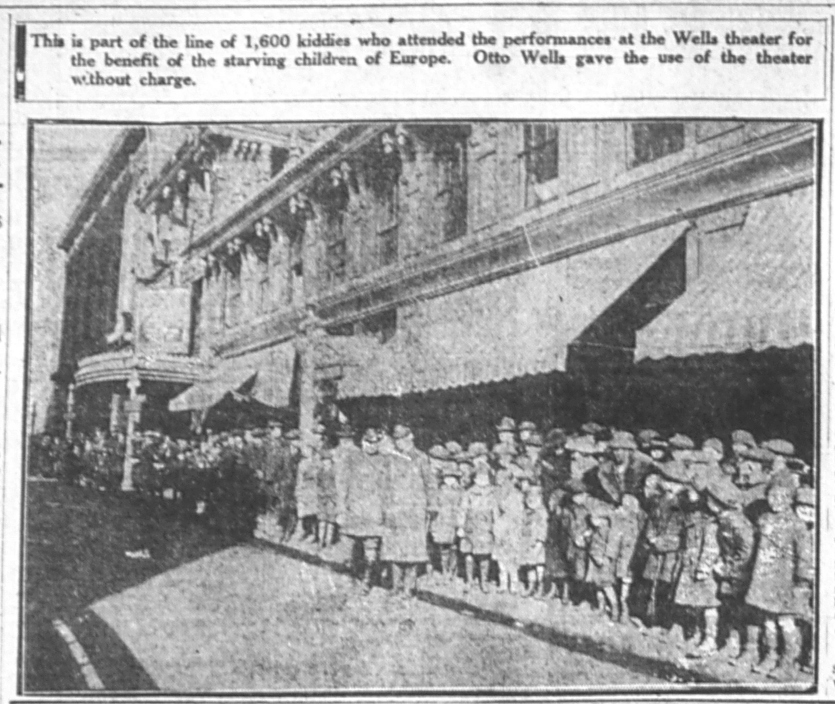 The Wells Theatre on January 30, 1921