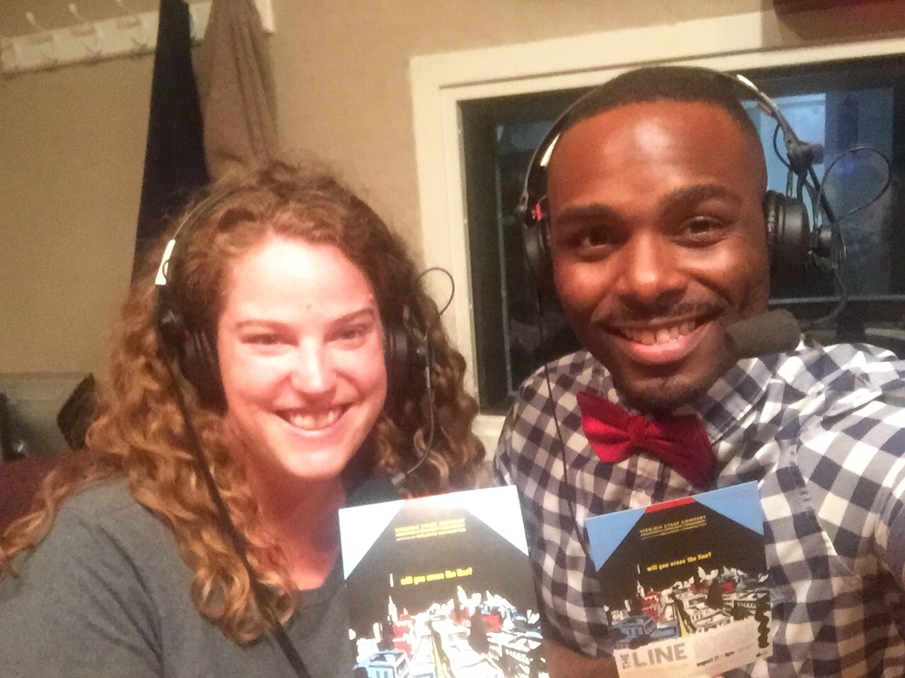 VSC Resident Theatre Artists, Kat Martin (left) and Tommy Coleman (right), at an interview with WHRO