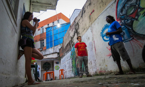 Finn interviewing a graffiti artist Marcos Costa Brazil 2012