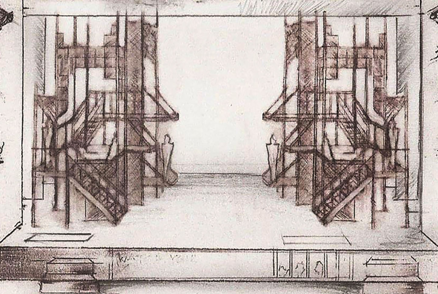 Sketch of set design for The Parchman Hour: Songs and Stories of the '61 Freedom Riders , written by Mike Wiley . Photo Courtesy of Dave Griffie
