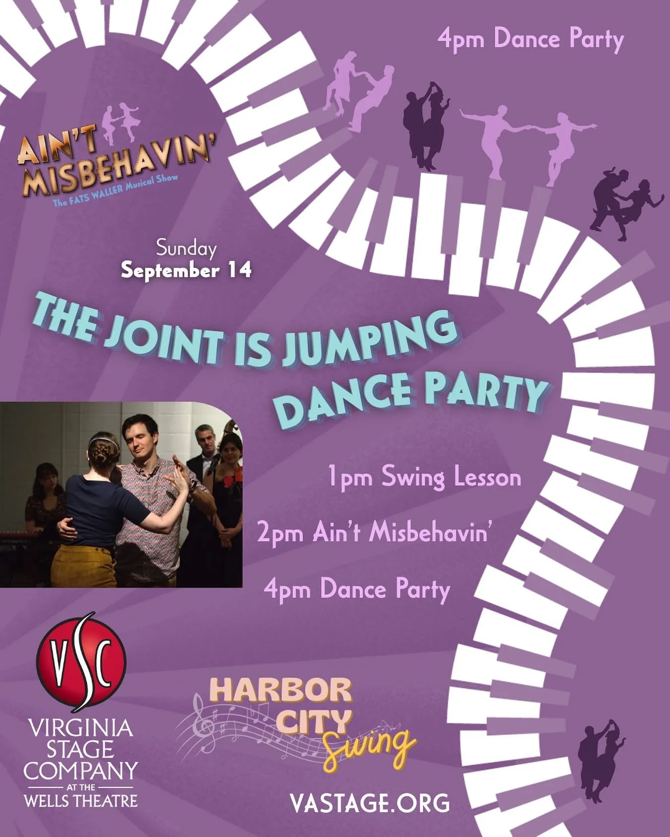 Step into Harlem&rsquo;s golden age and let the music move you! Before Sunday&rsquo;s matinee of Ain&rsquo;t Misbehavin&rsquo;, Harbor City Swing will get your toes tappin&rsquo; with a quick, fun swing dance lesson&mdash;no partner or experience req