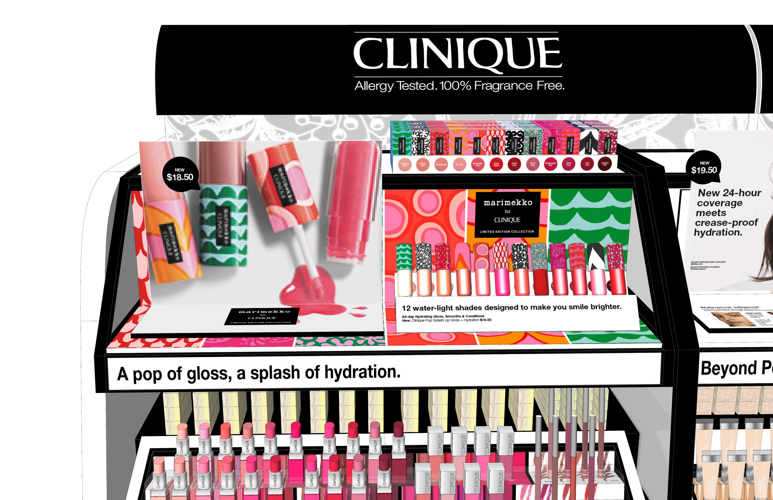 The concept for this Pop Splash™ lip gloss launch in Sephora was playful and bright, for a product that brings color to both your lips and your makeup bag!