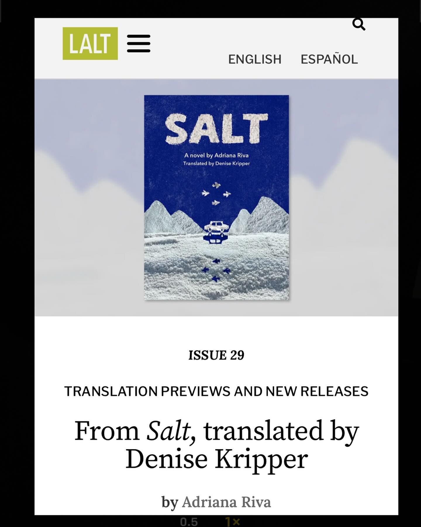 Sneak peek of SALT by @adririva, translated by @denisekripper in @latamlittoday ! 🧂📖🧂#argentineliteratureintranslation #denisekripper #adrianariva #novel #fiction #velizbooks #velizbooksreaders