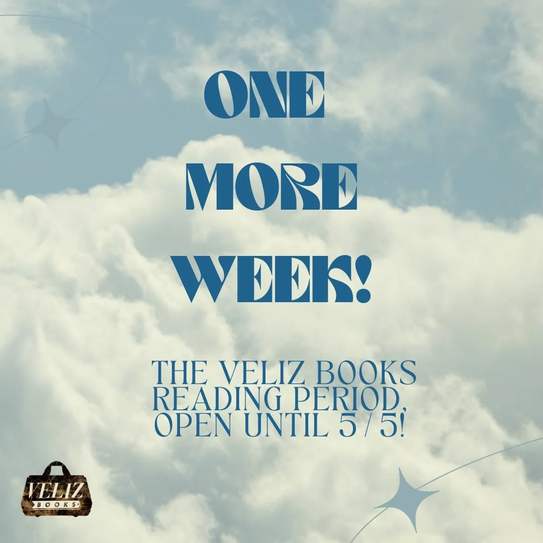 One more week! You can submit your poetry, fiction, creative nonfiction, and translation manuscripts for one more week! 🌟Submission details available at velizbooks.com and Submittable. We can&rsquo;t wait to read your work! #velizbooks #submittable 