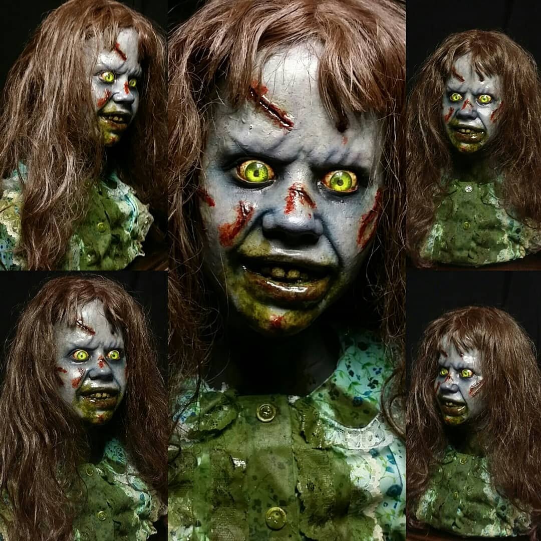 Did a really fun new paint job for a buddy's Linda Blair Exorcist head. It was painted a darker, ghoulish gray, and a neck and shoulders were added, along with some green vomit, of course. Spooky stuff! 😨

#fx #specialfx #specialeffects #sculpture #