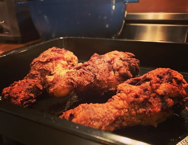 And some buttermilk fried chicken! Ooooh frying is fun and scary! When in #Kentucky... #friedchicken #quarantine #cooking #louisville