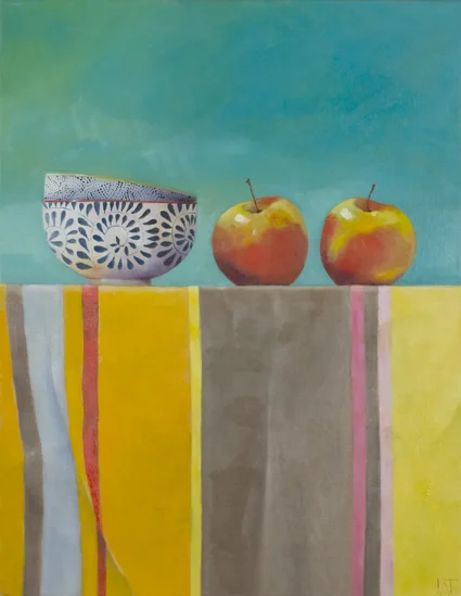 Two Pairs on Stripes Oil on Canvas 90cm x 70cm