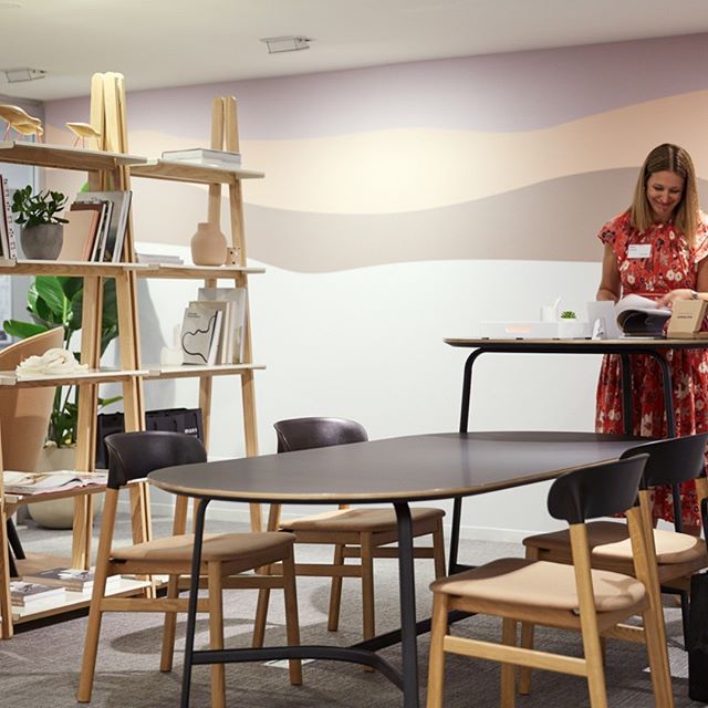 You have almost one year to check out the Allsteel showroom and the custom wall covering created with our friends at @charliegreenestudio PhotoCredit: @allsteel 
#customwallcovering #egd #merchandisemart #neocon2019 #WorkInspired