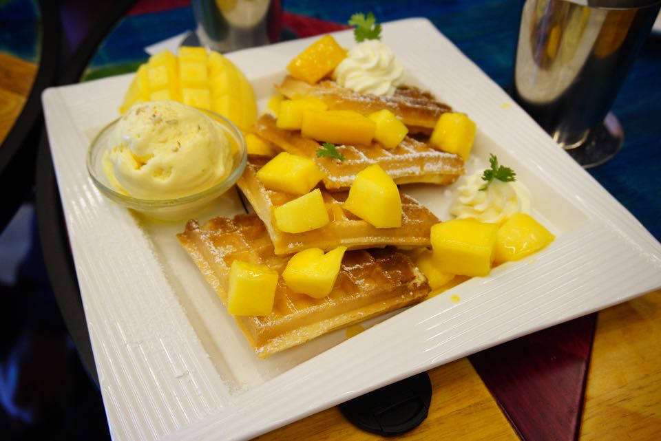 Mango Waffle with Ice Cream