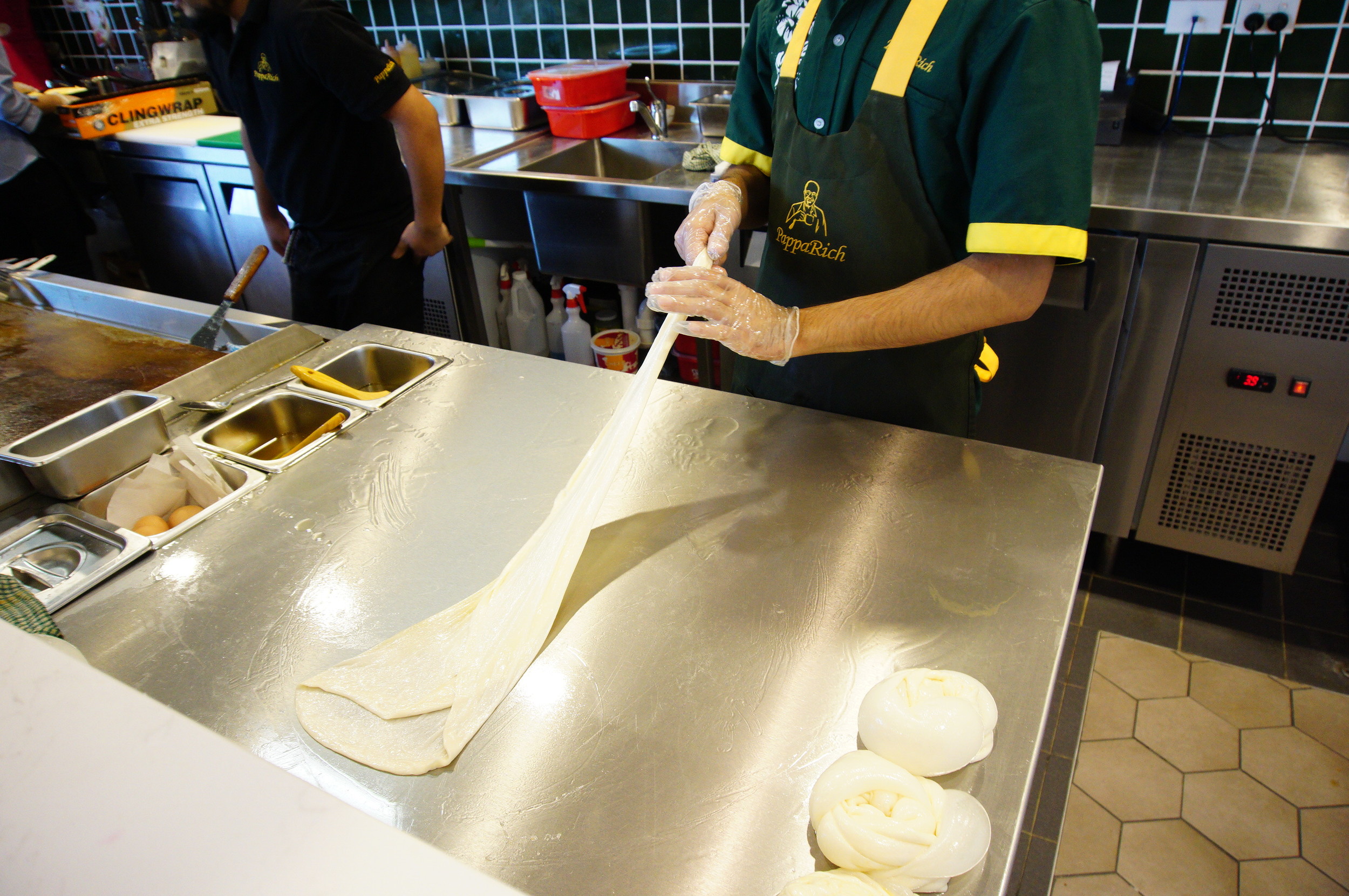 Roti Canai in the making at PappaRich Joondalup