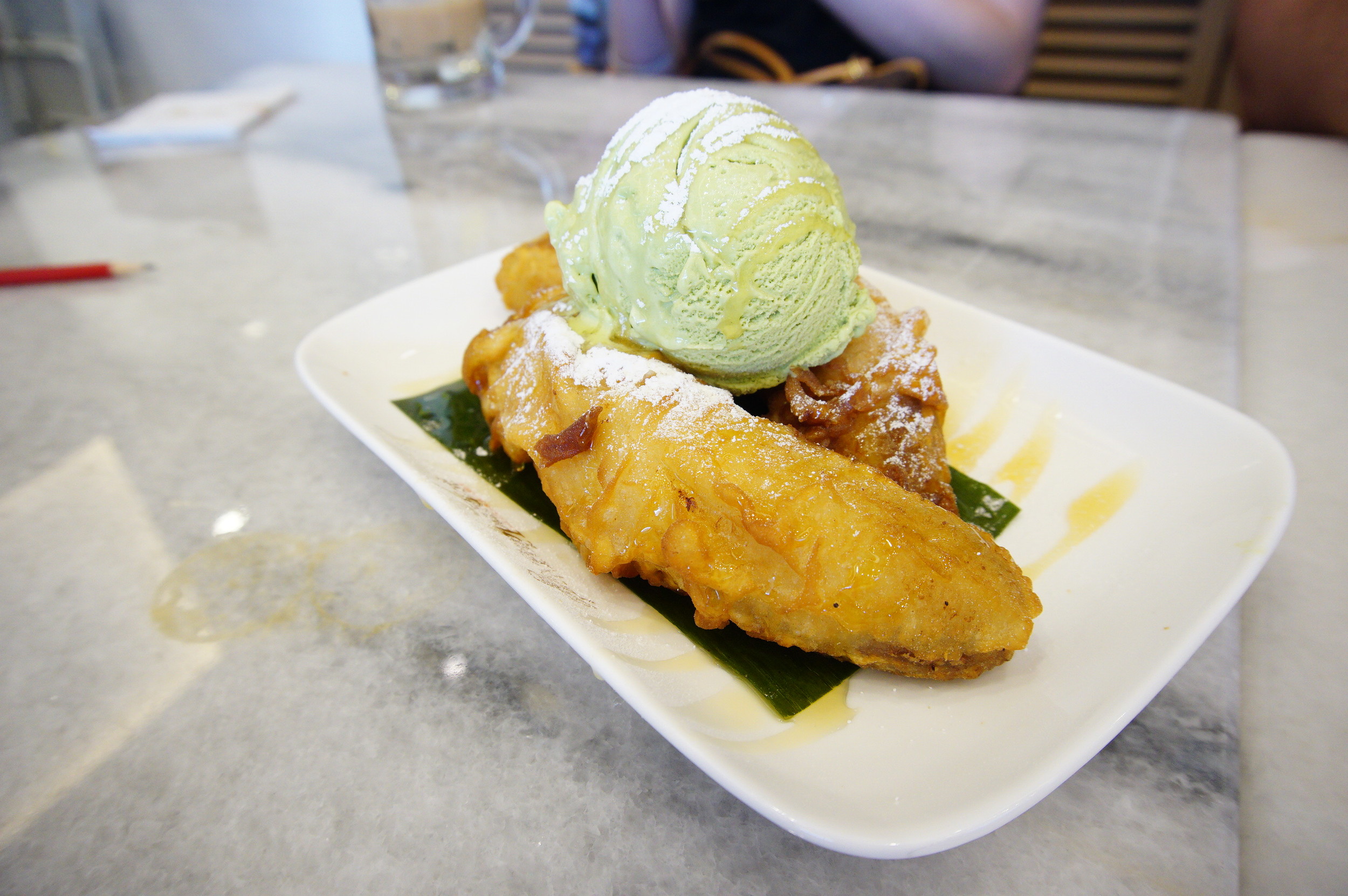 Banana Fritters with Premium Green Tea Ice Cream