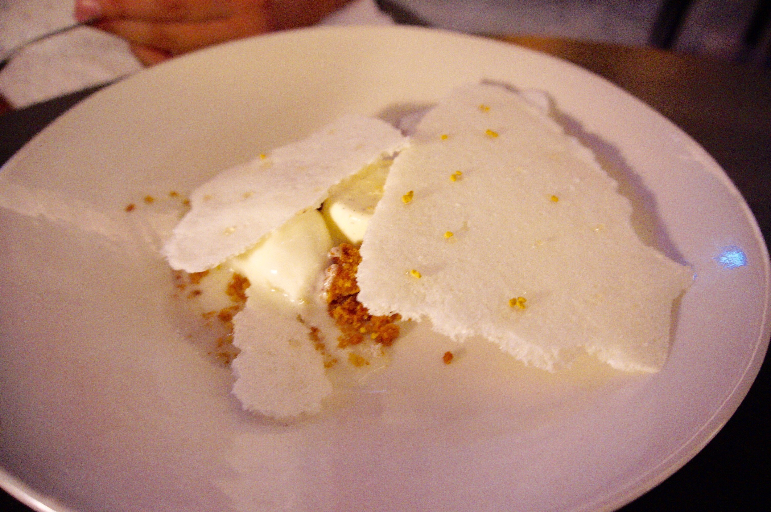 Wildflower Honey, crispy Jersey milk and candied desert lime with milky panna cotta and ice cream