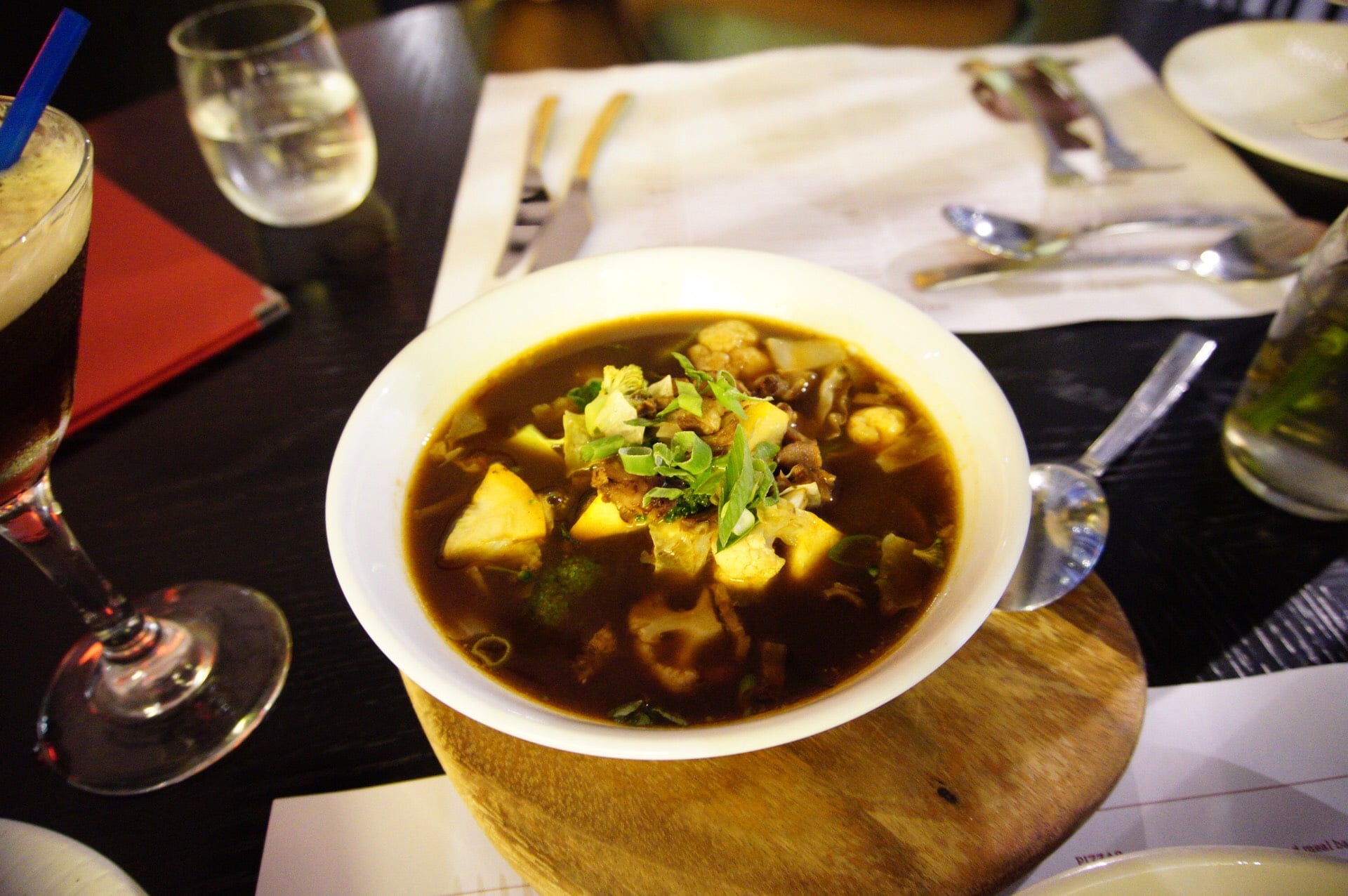 The Heirloom's grass fed bone broth with braised beef brisket and vegetables