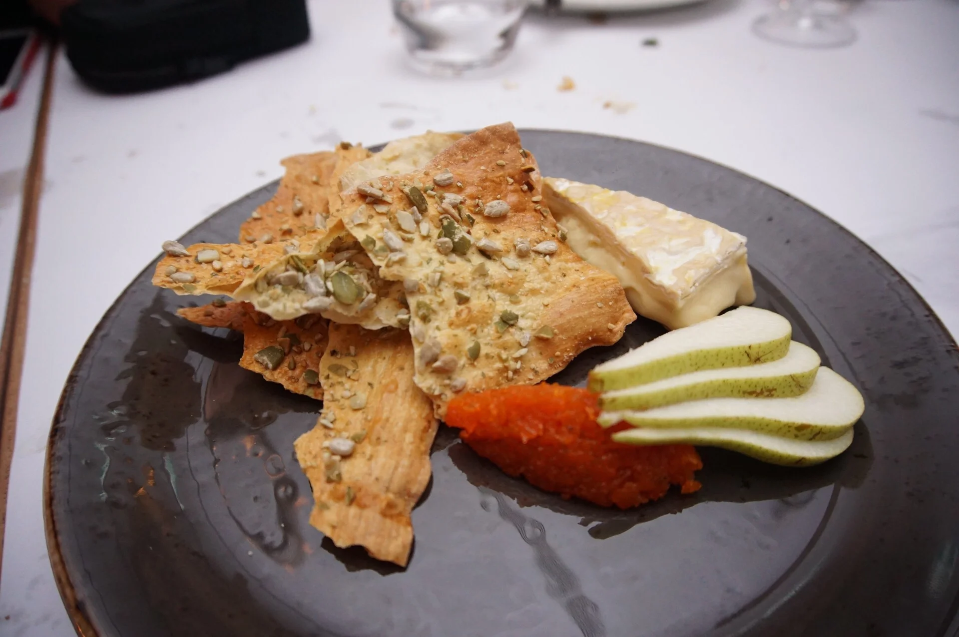 Carrot Jam, Pear, Crispy Bread and Cheese
