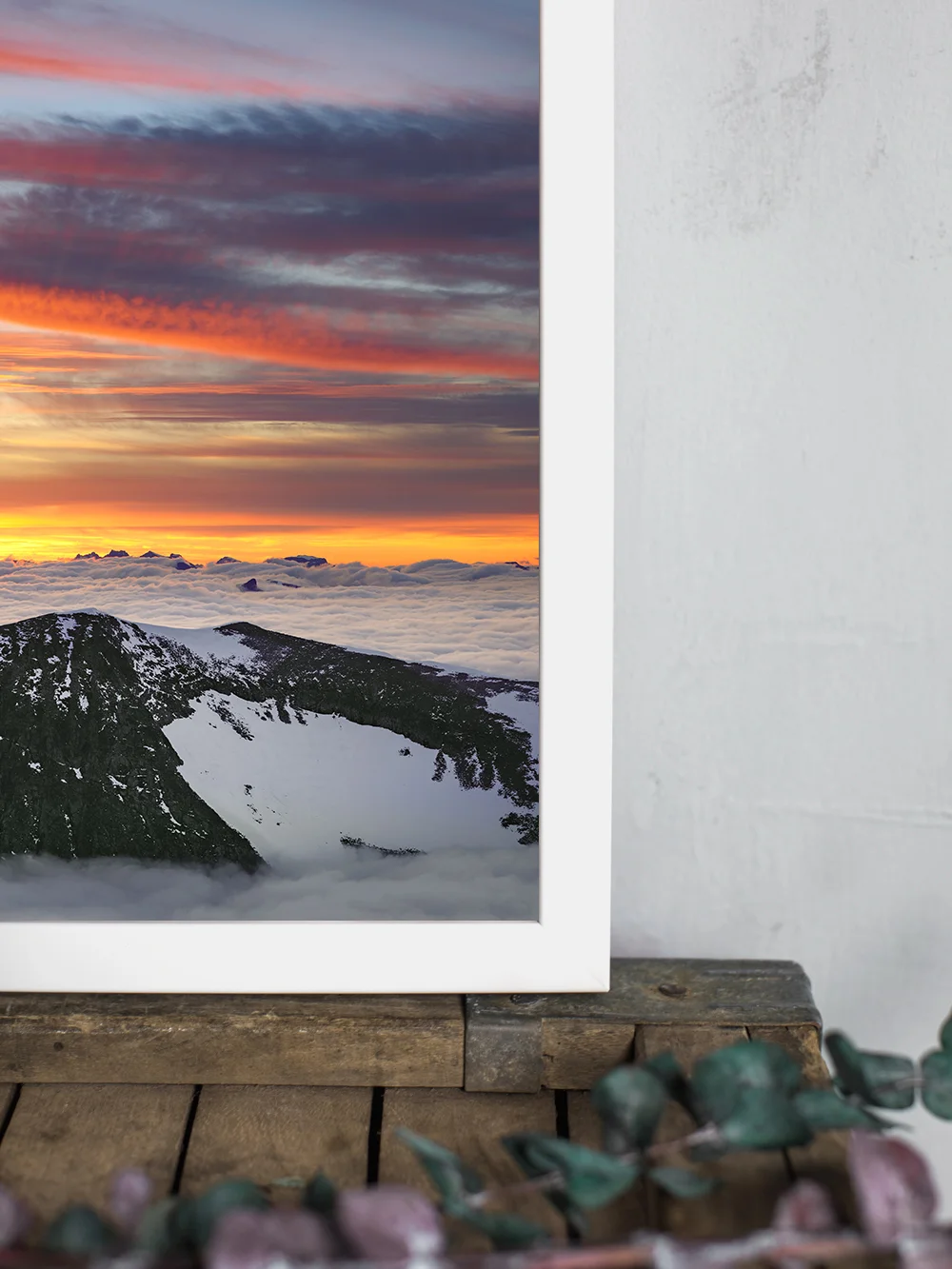 Closeup of Framed Print in Gallery White