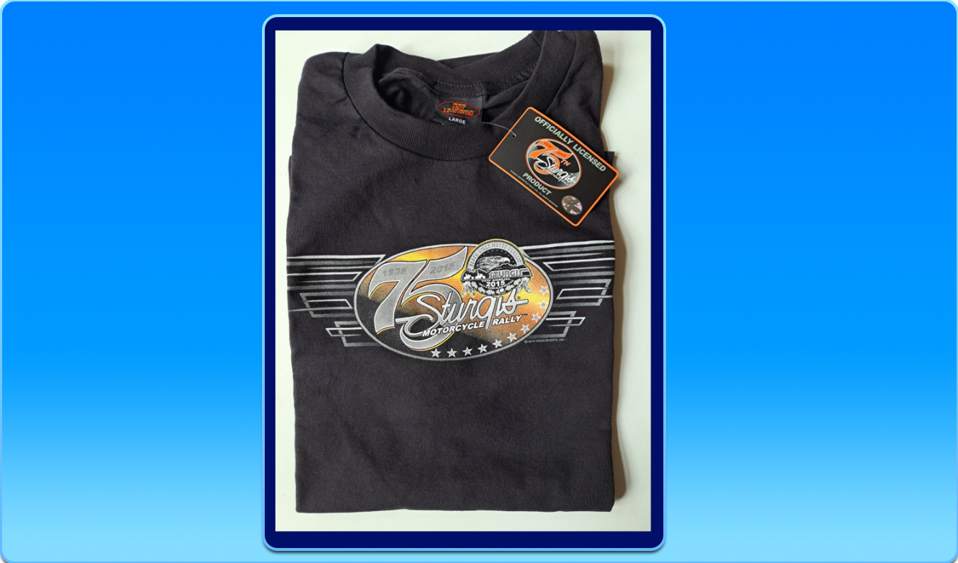 New 100% Black Cotton (Official 75th Sturgis 2015 Motorcycle Rally Tshirt)