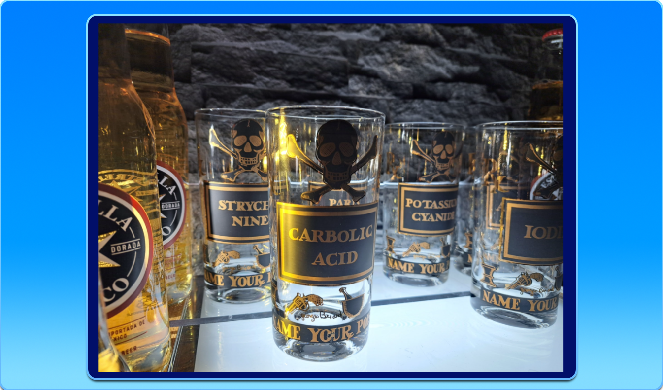 Set of 6 Signed George Briard (Jakub Brojo) 22-Carat Gold "Name Your Poison" Rare Barware Glasses