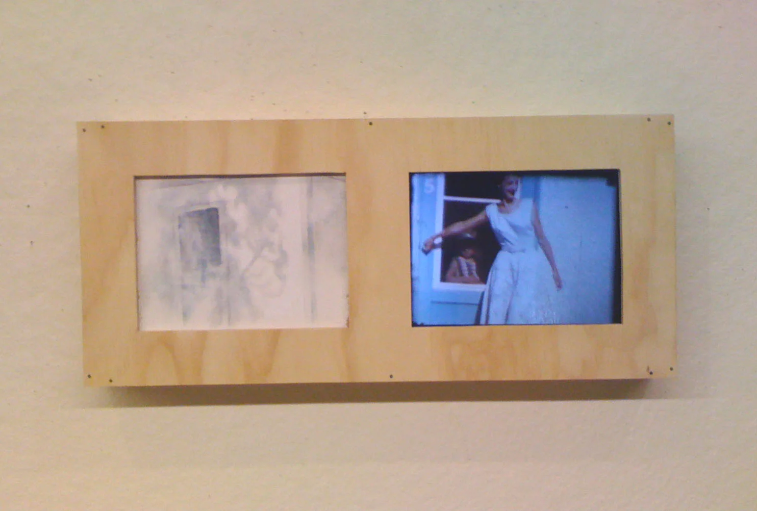   Still &amp; Still Moving (study) , by Amanda E. Rountree, 2012 charcoal and watercolor on plaster | video 