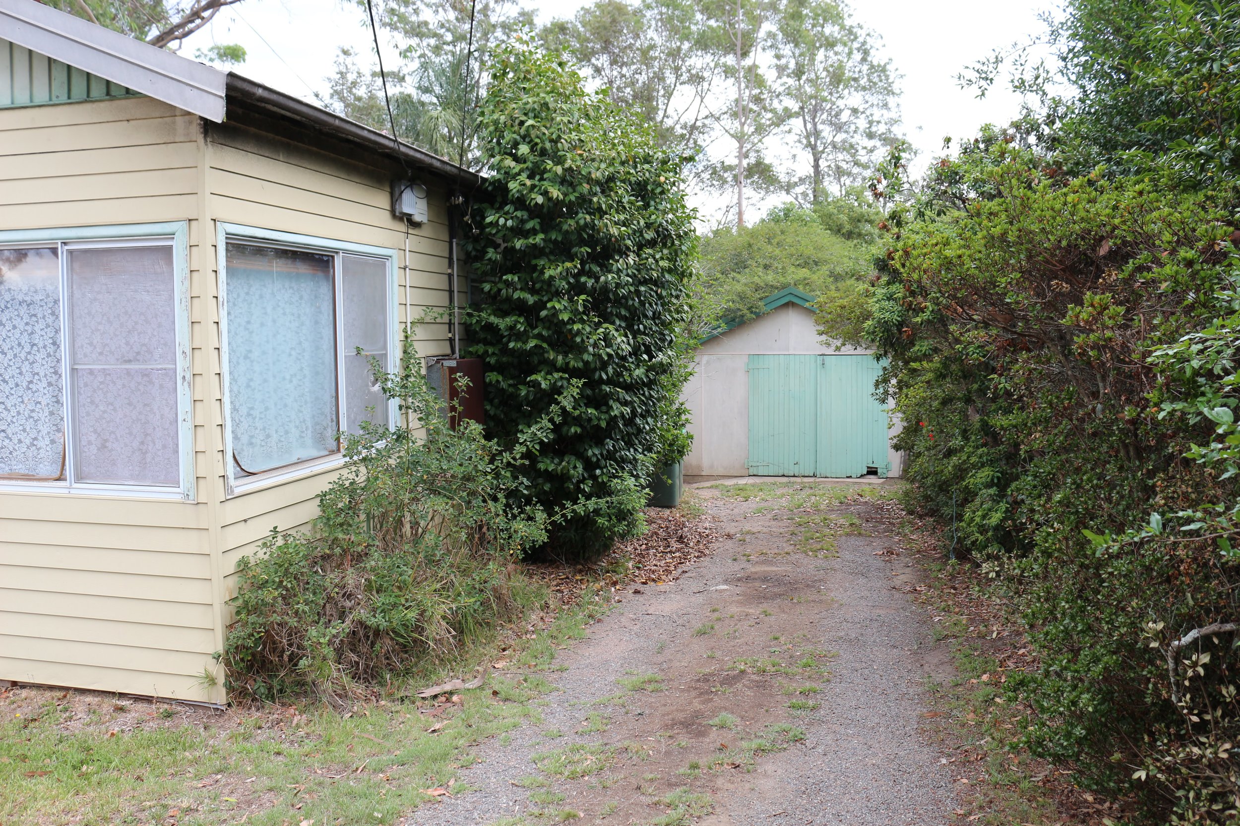 View down the driveway