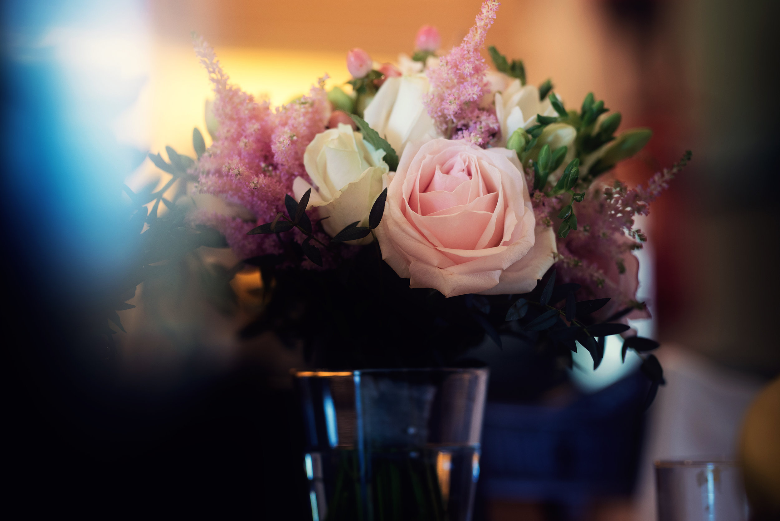 Flowers sent to the bride on the morning of the wedding from the groom