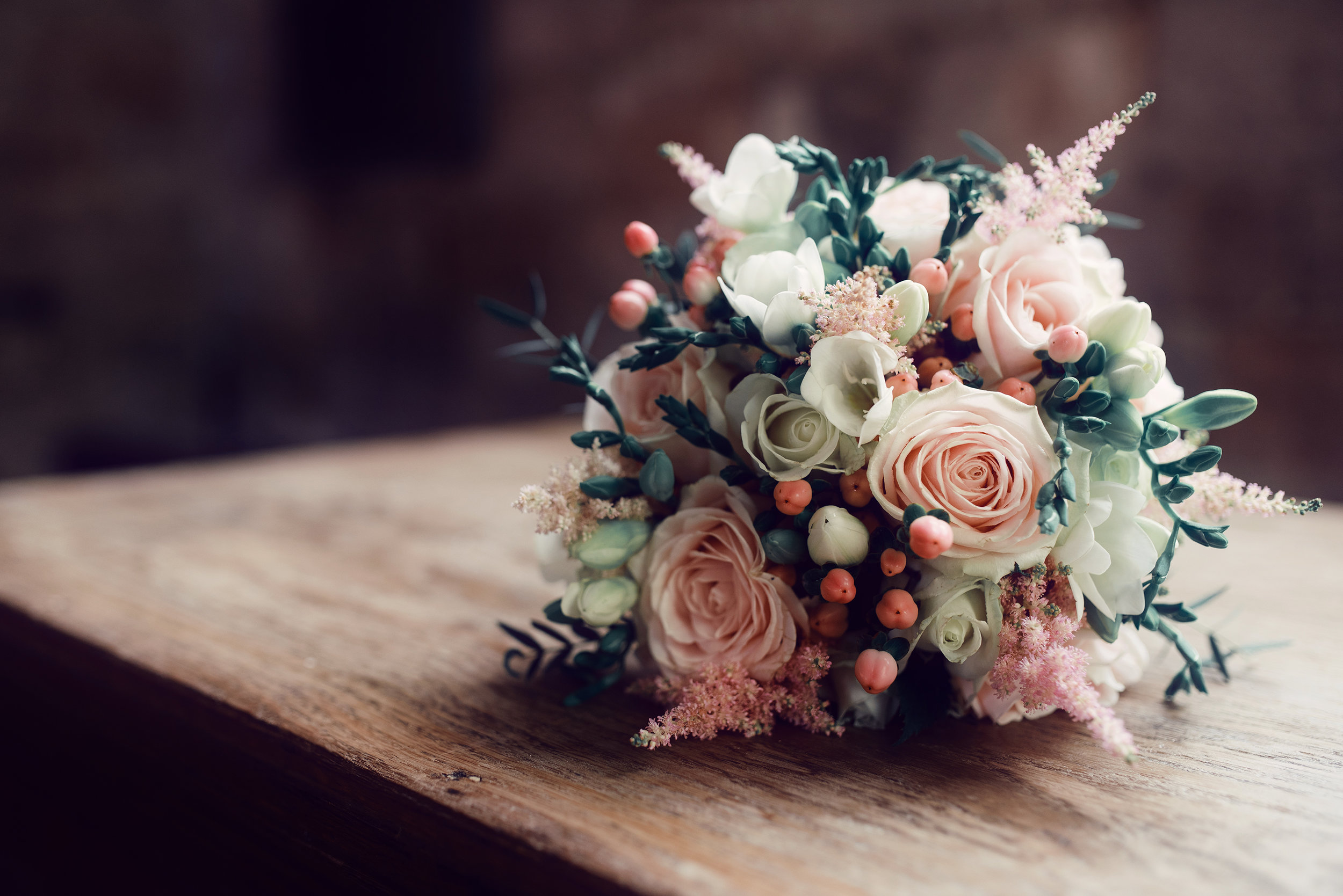 The brides bouquet during the signing of the register