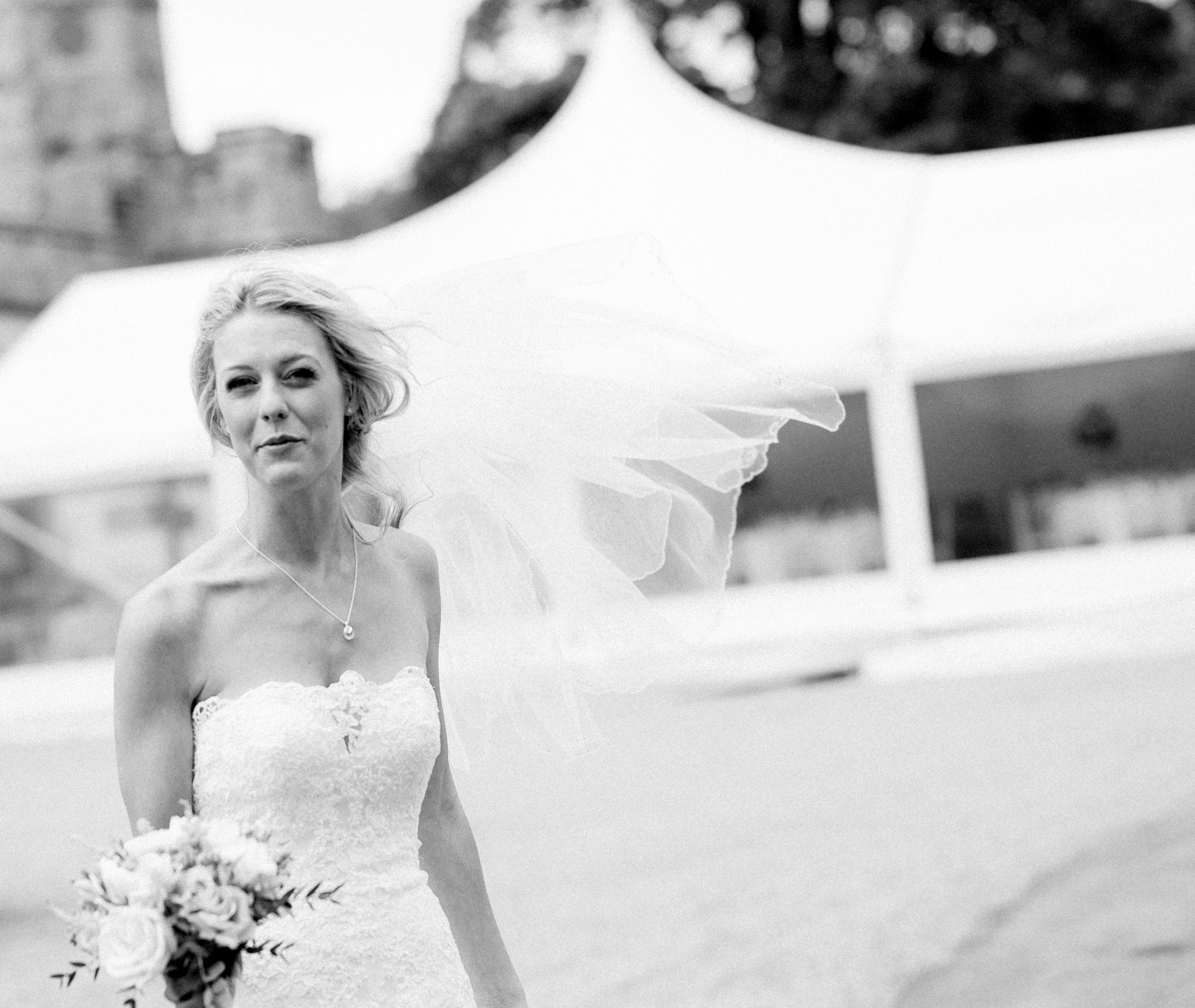 The unsuspecting bride caught in the wind