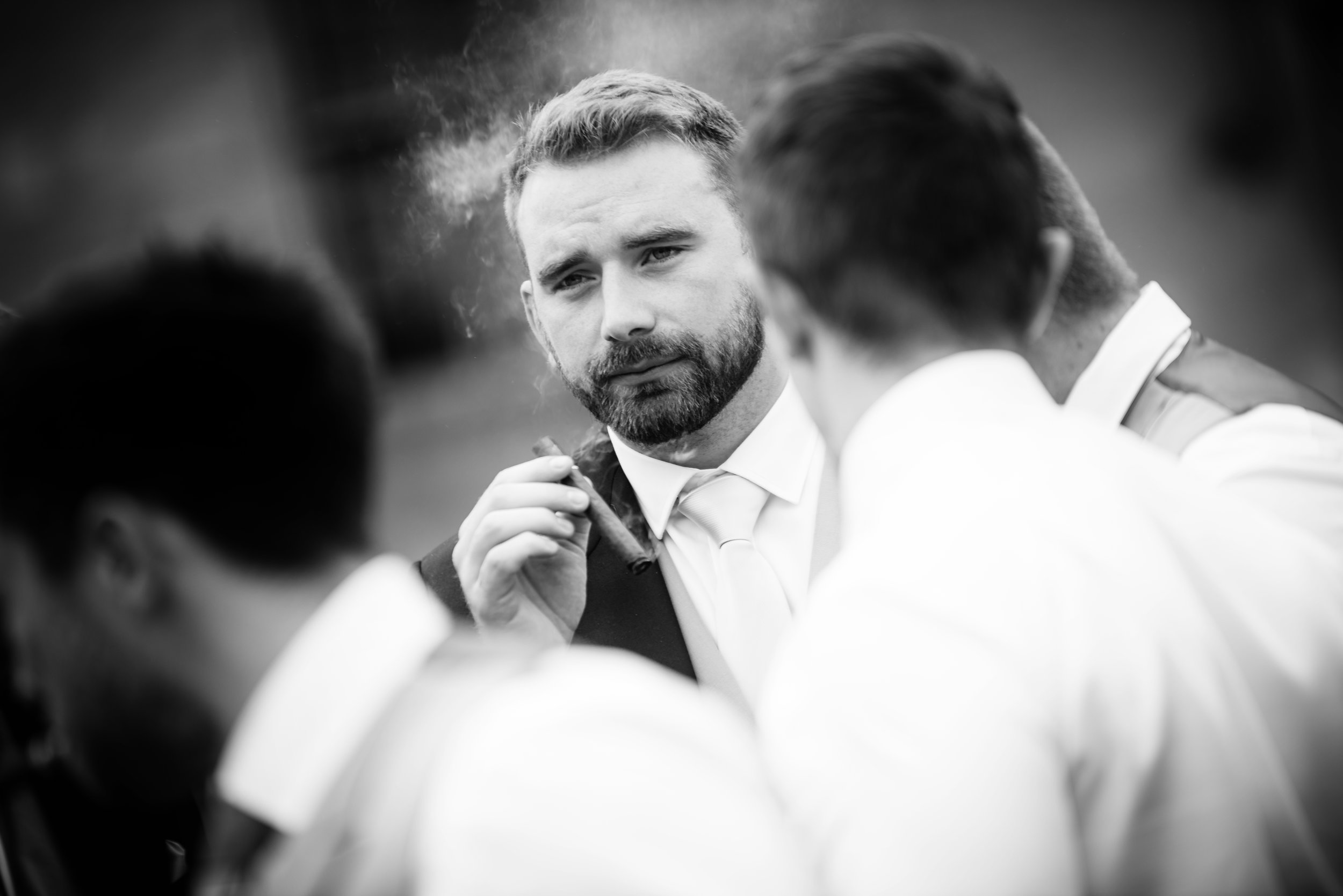 The groomsmen cigar time
