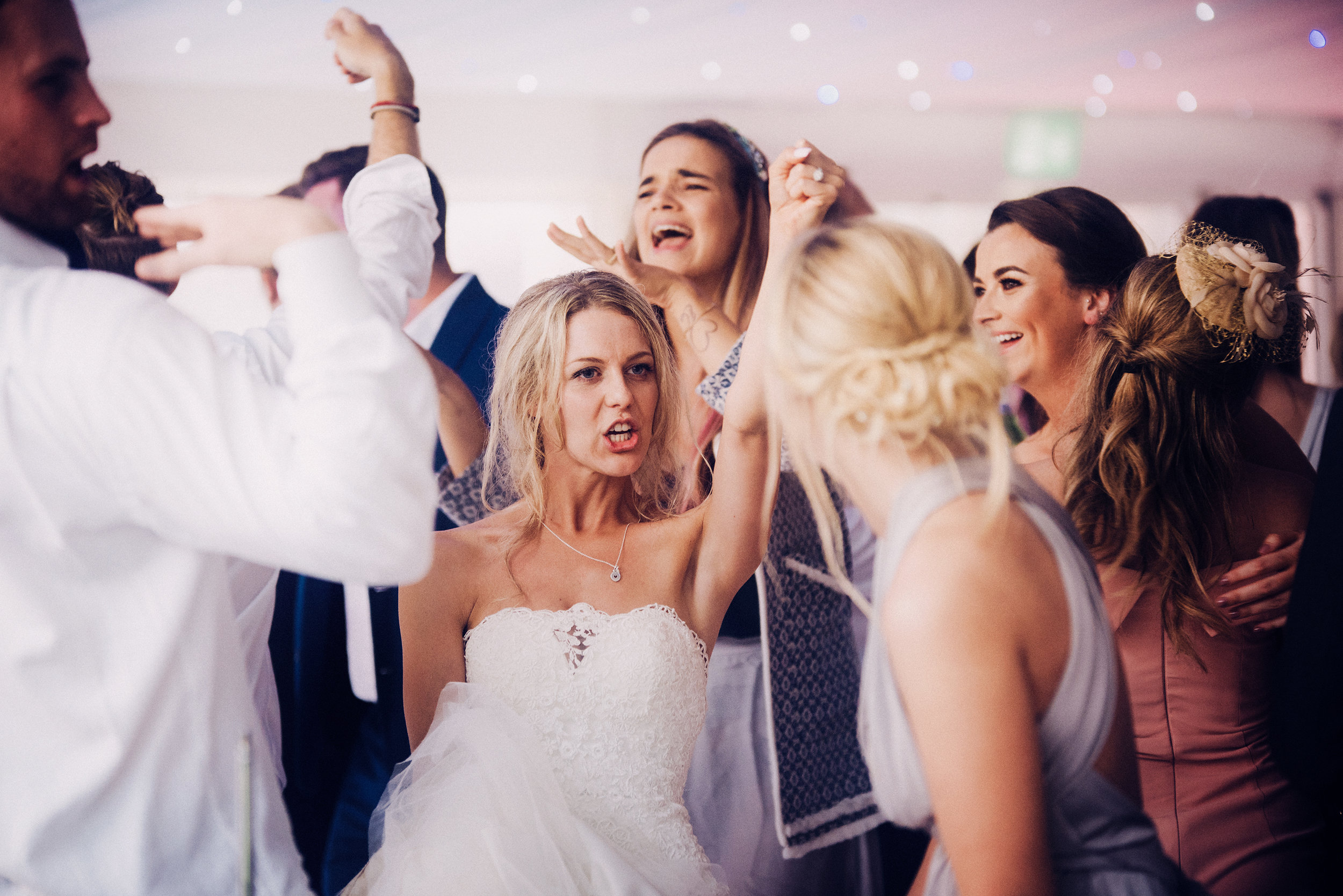 The bride and her friends on the dancefloor