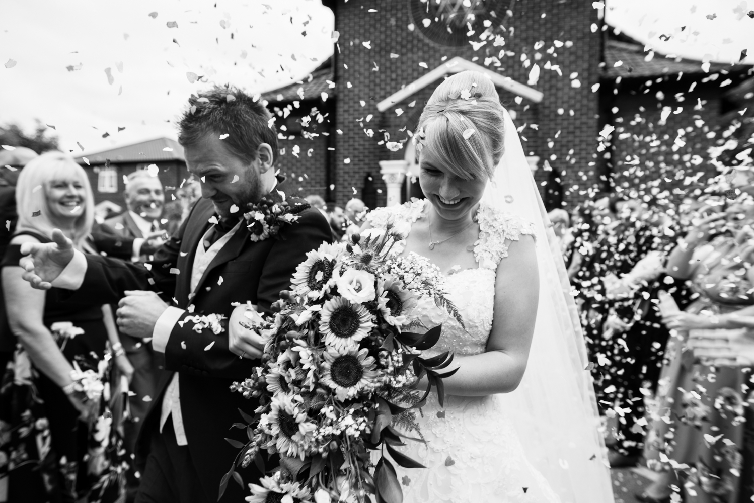 unconventional confetti shot this time close up black and white