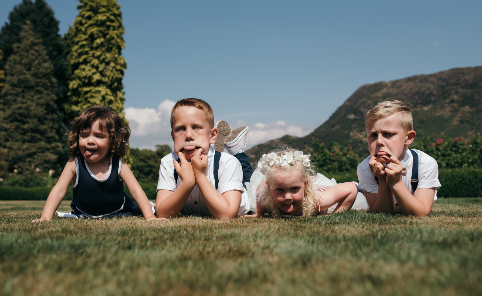 Children pulling funny faces to the camera