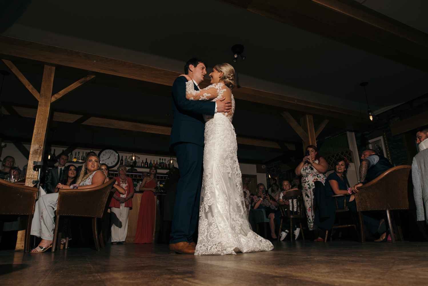 The bride and groom during their first dance