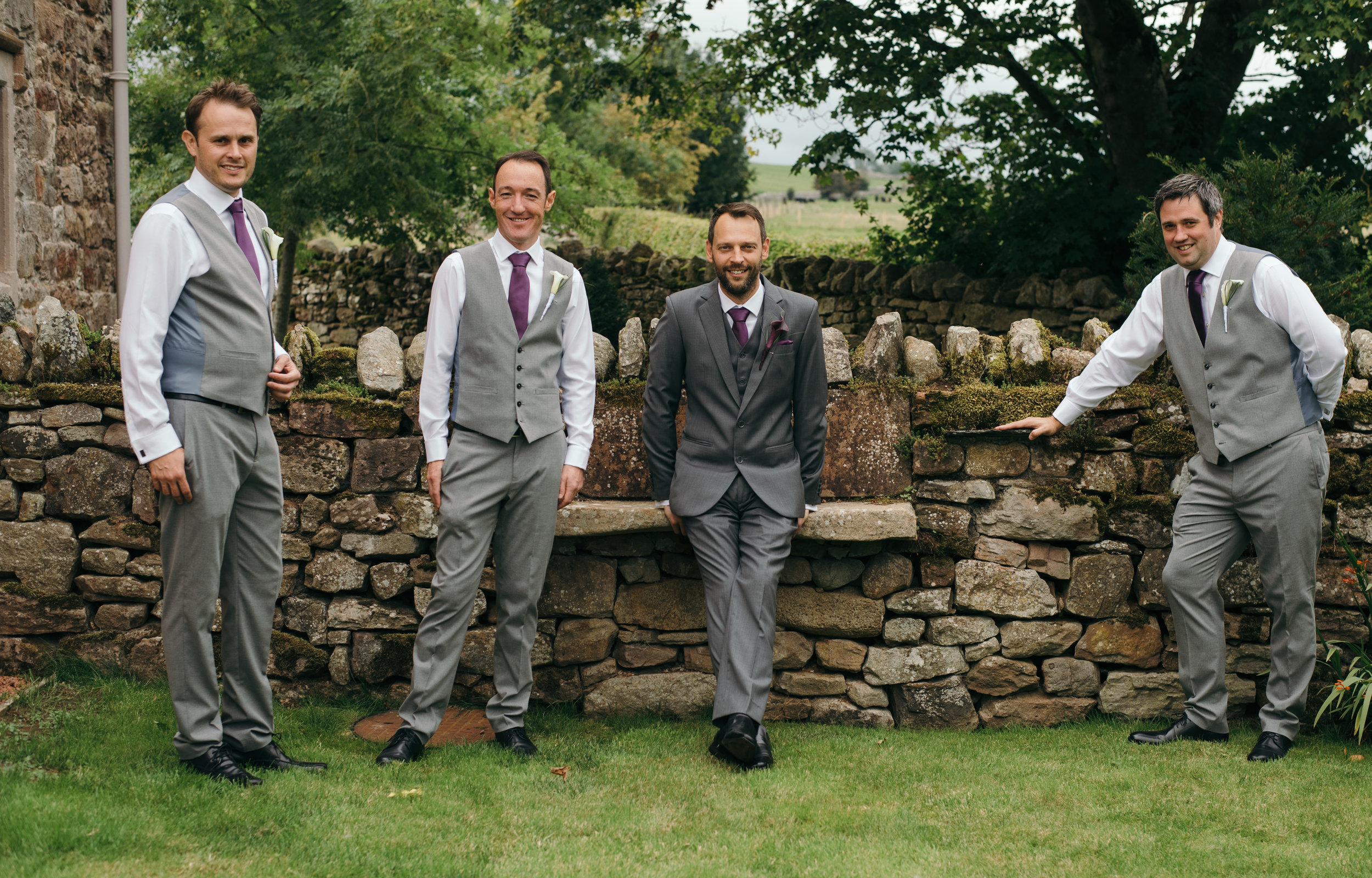 The groom and best men having a laugh before the ceremony