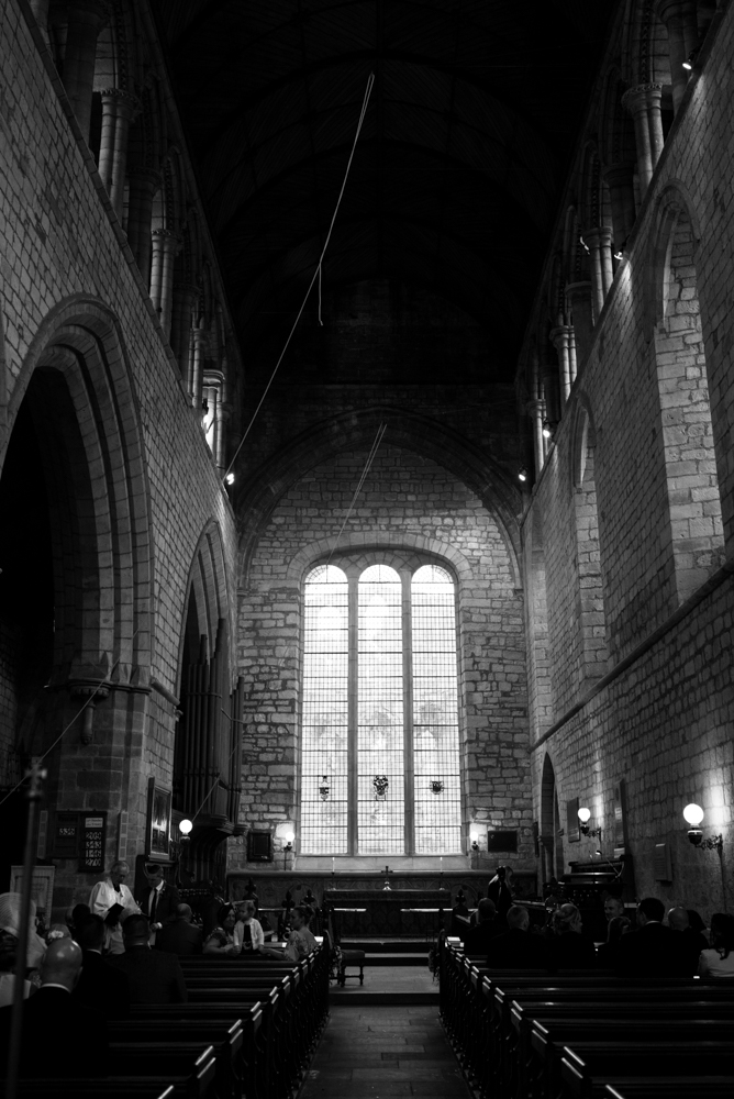A black and white photo from the rear of Lanercost Priory
