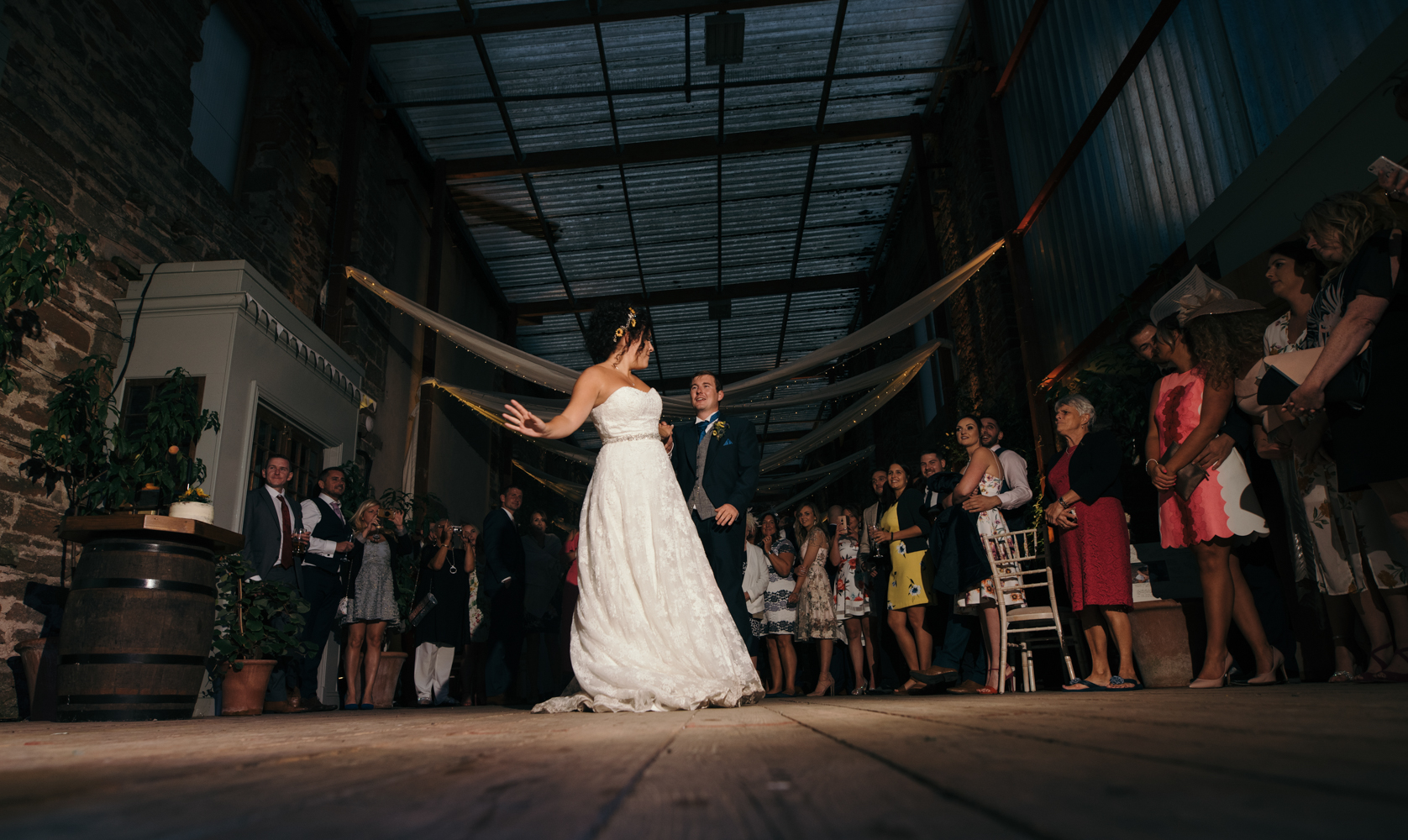 The bride and groom during their first dance